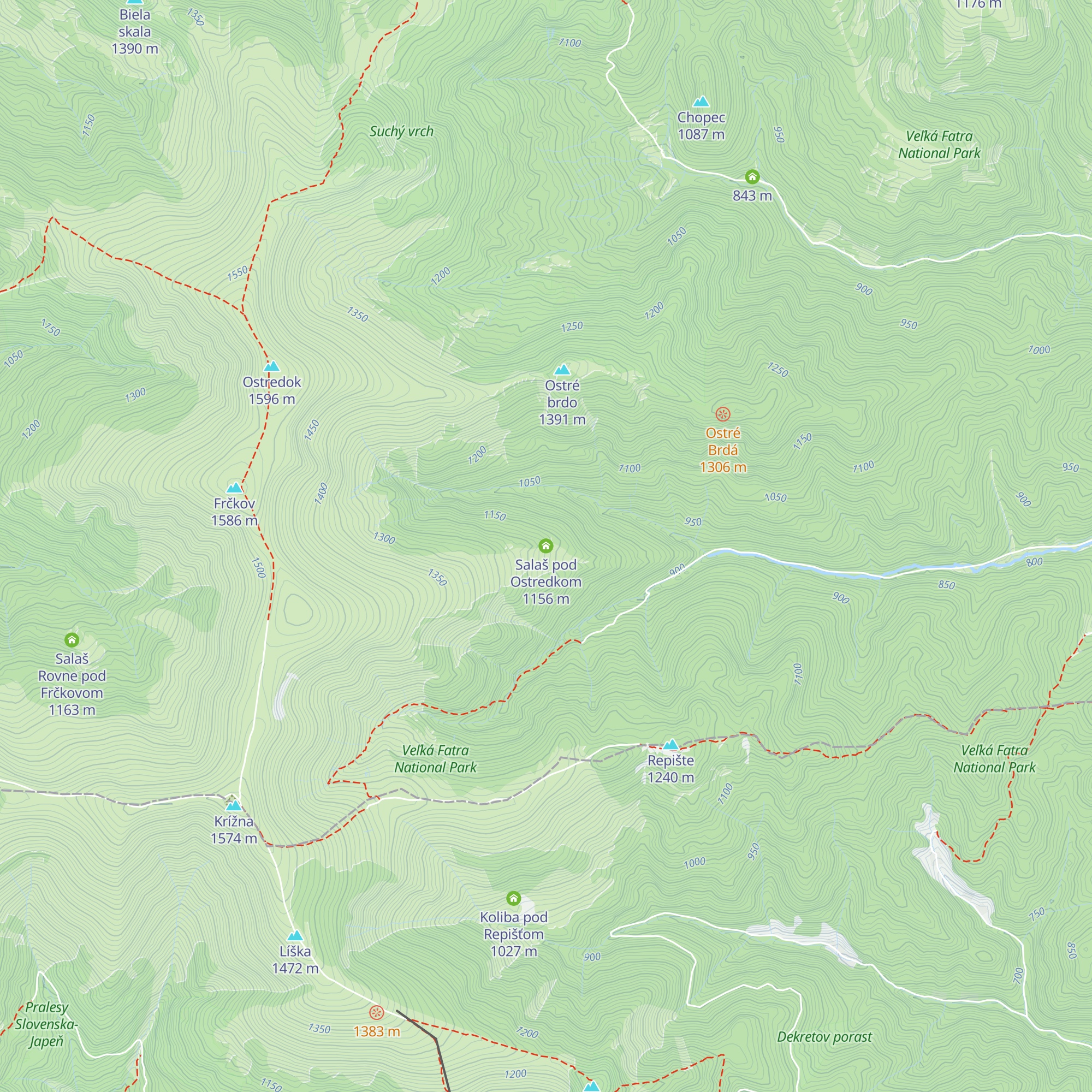 Salaš pod Ostredkom map
