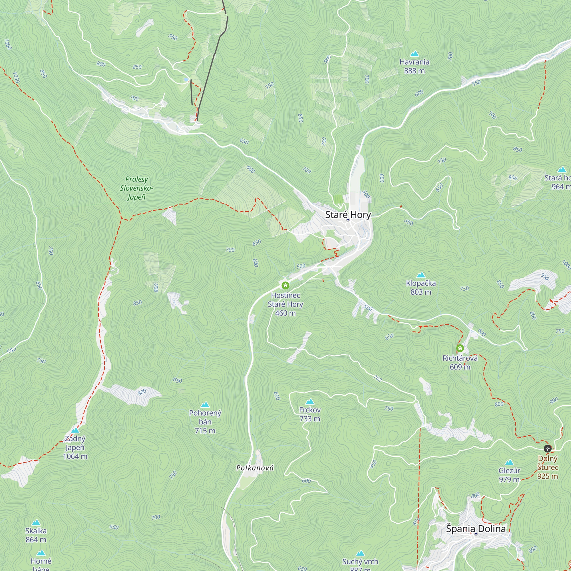 Hostinec Staré Hory map