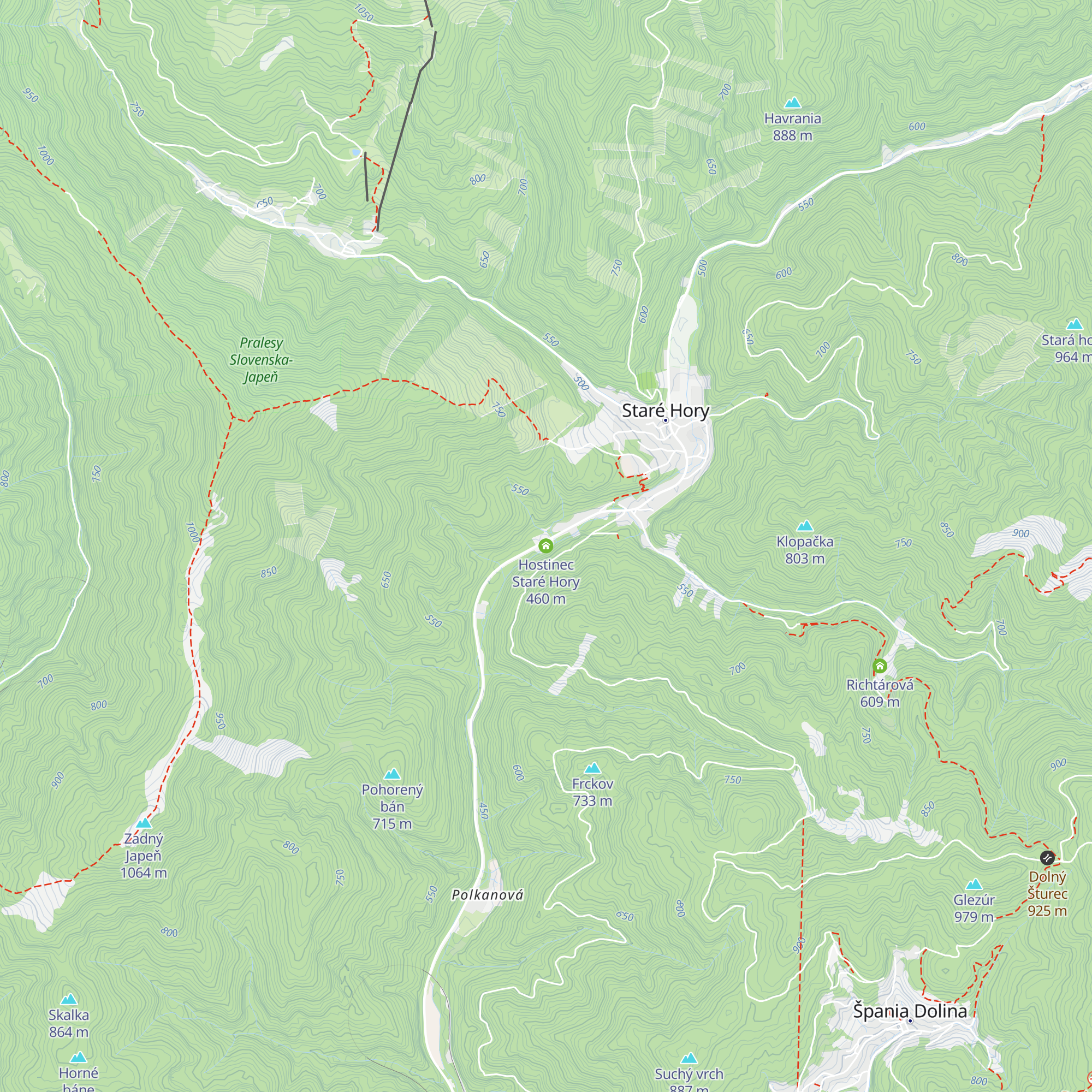 Hostinec Staré Hory map