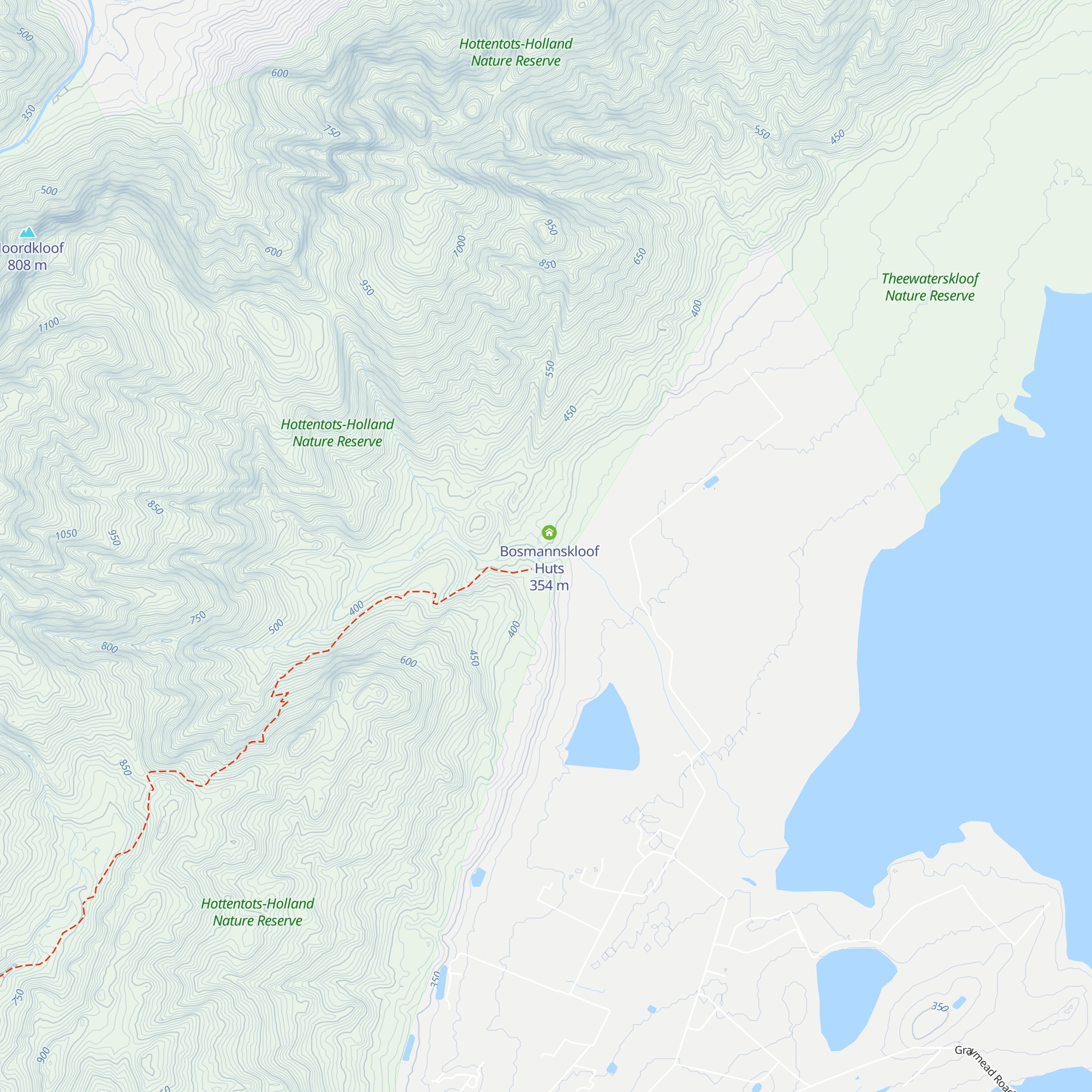 Bosmannkloof Huts map