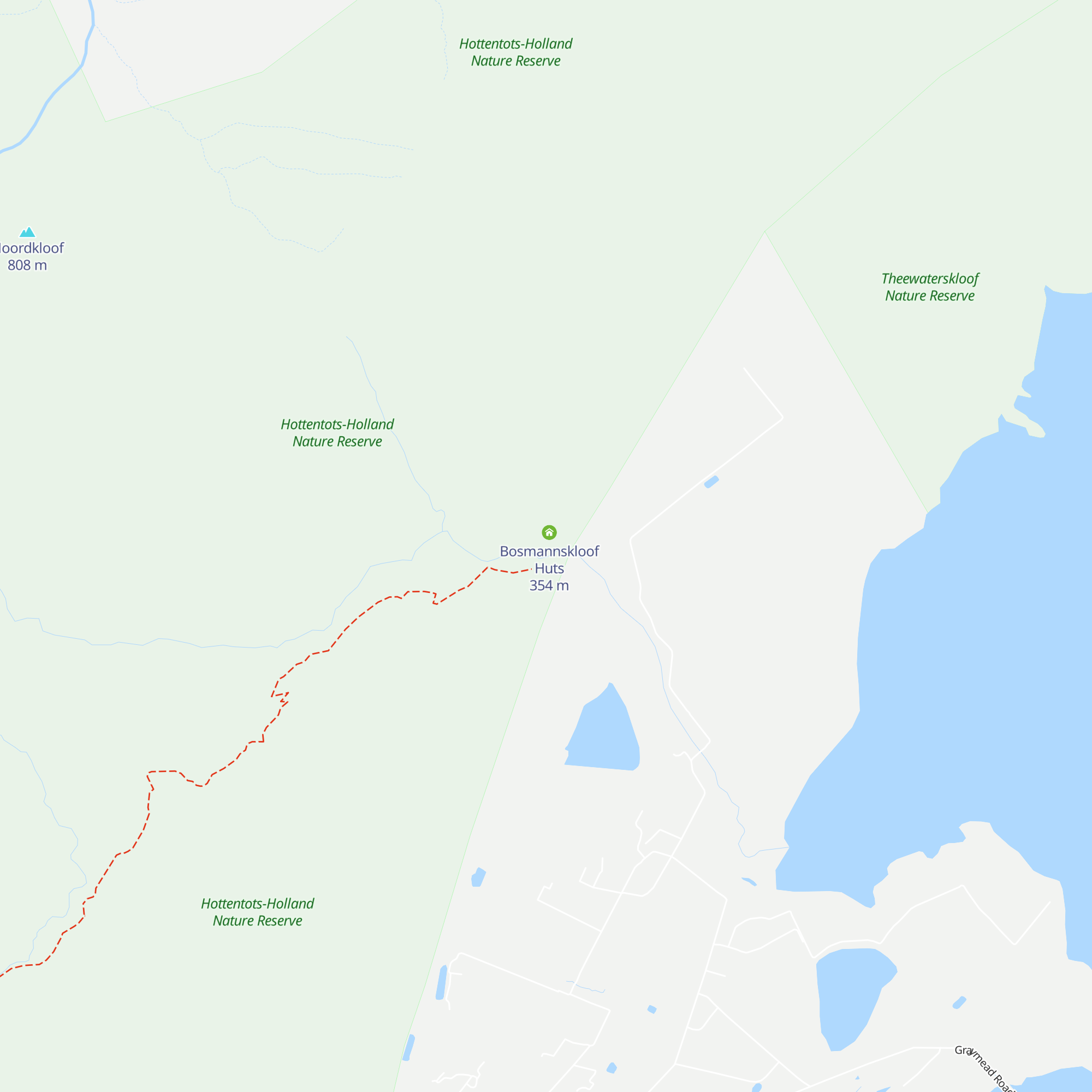 Bosmannkloof Huts map