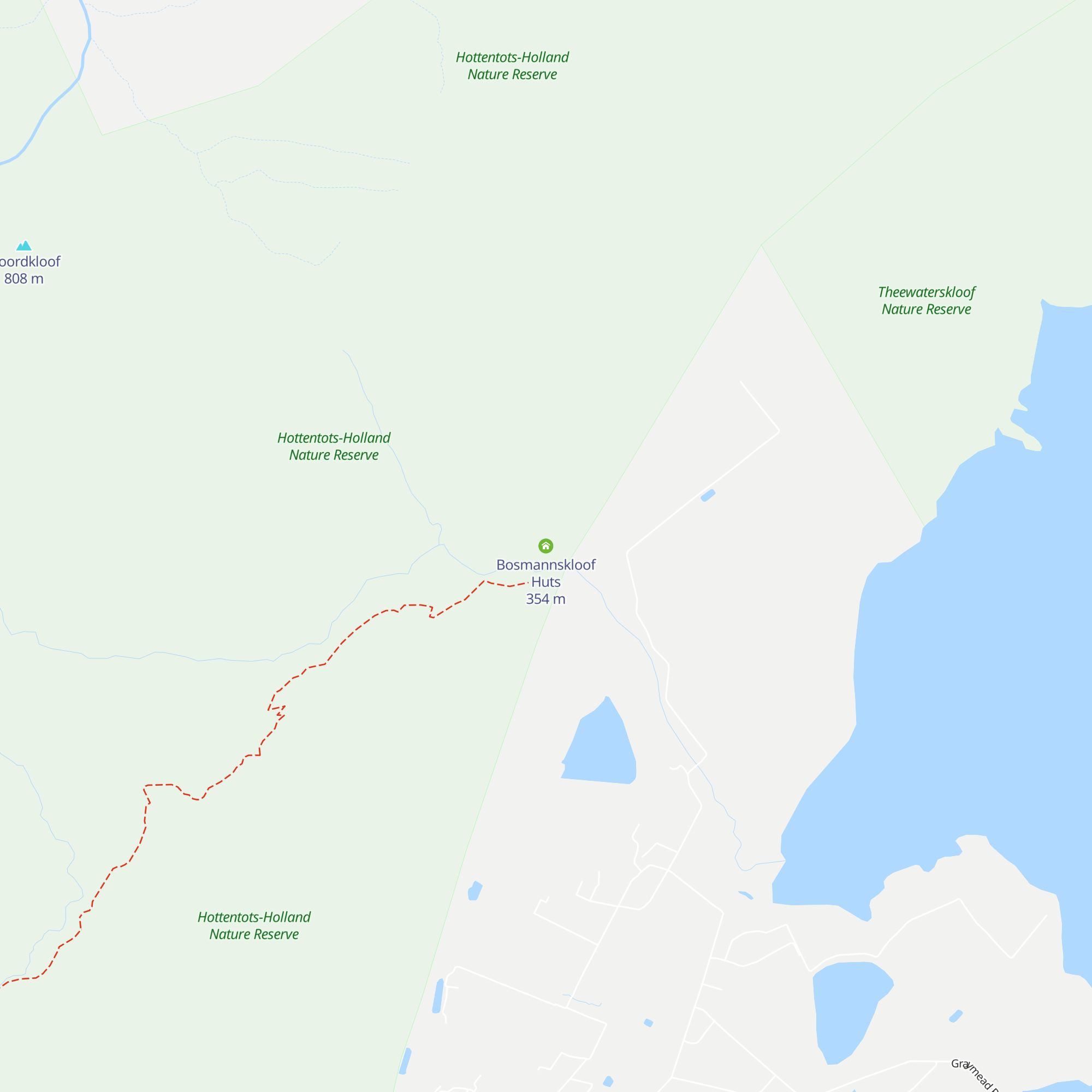 Bosmannskloof Huts map