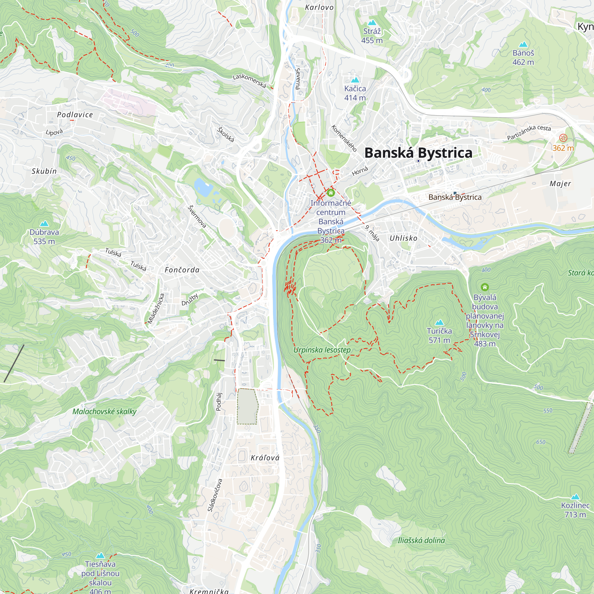 Budova plánovanej lanovky na Urpín map