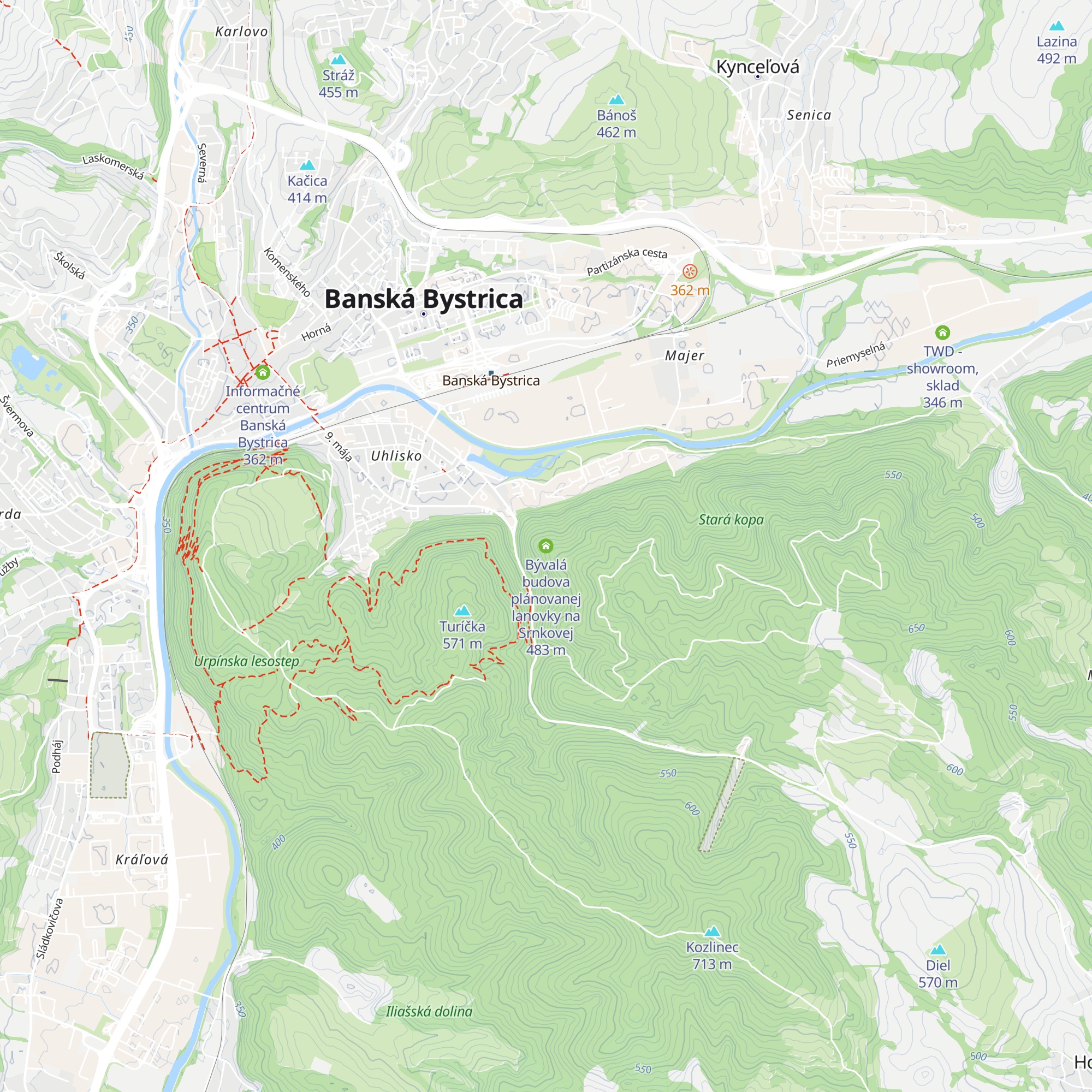 Bývalá budova plánovanej lanovky na Srnkovej map