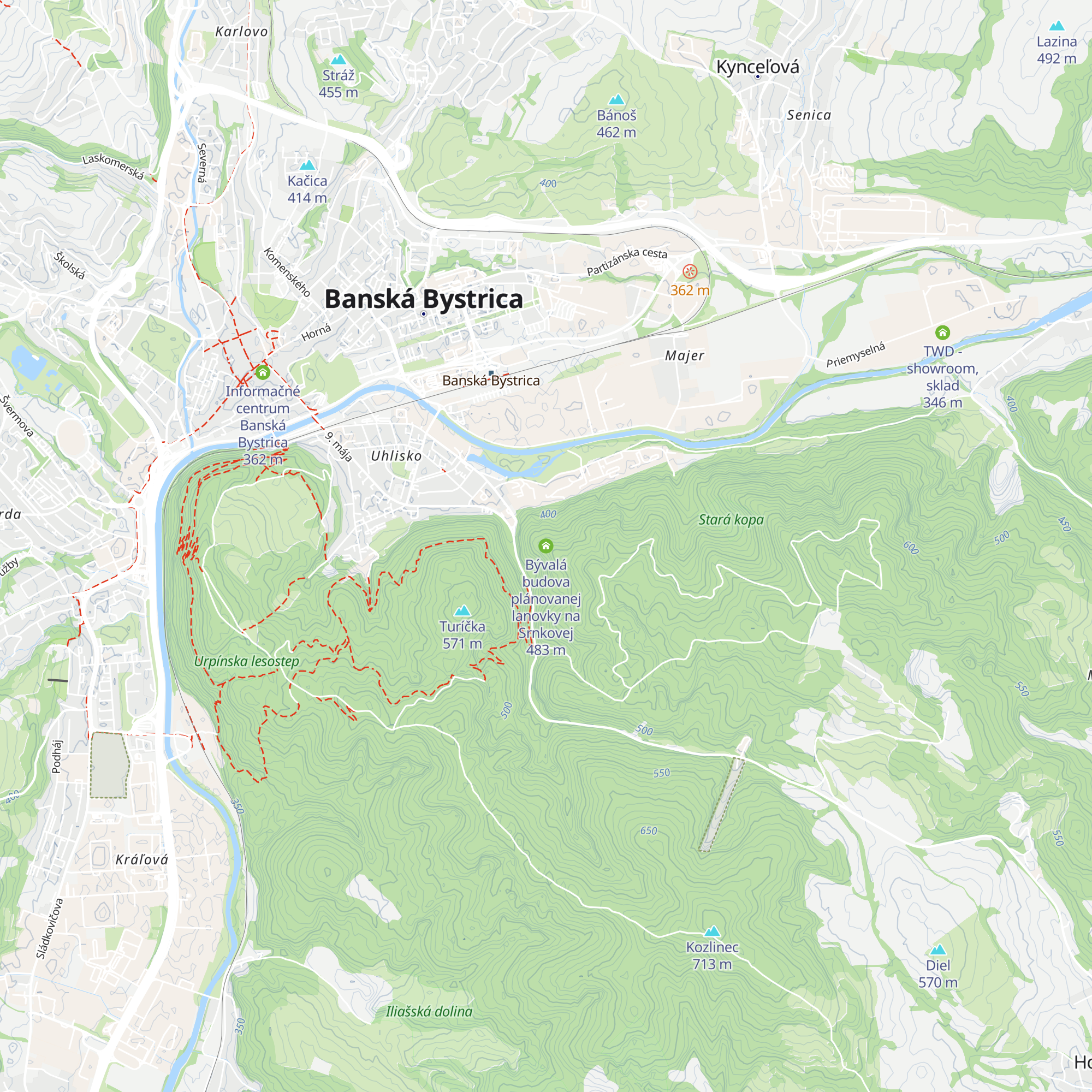 Bývalá budova plánovanej lanovky na Srnkovej map