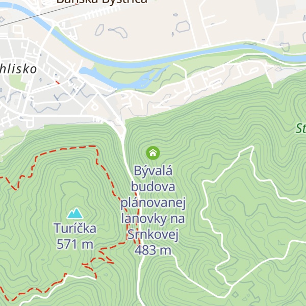 Map of Bývalá budova plánovanej lanovky na Srnkovej