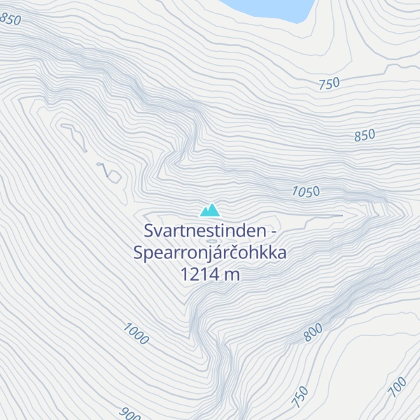 Map of Svartnestinden - Spearronjárčohkka