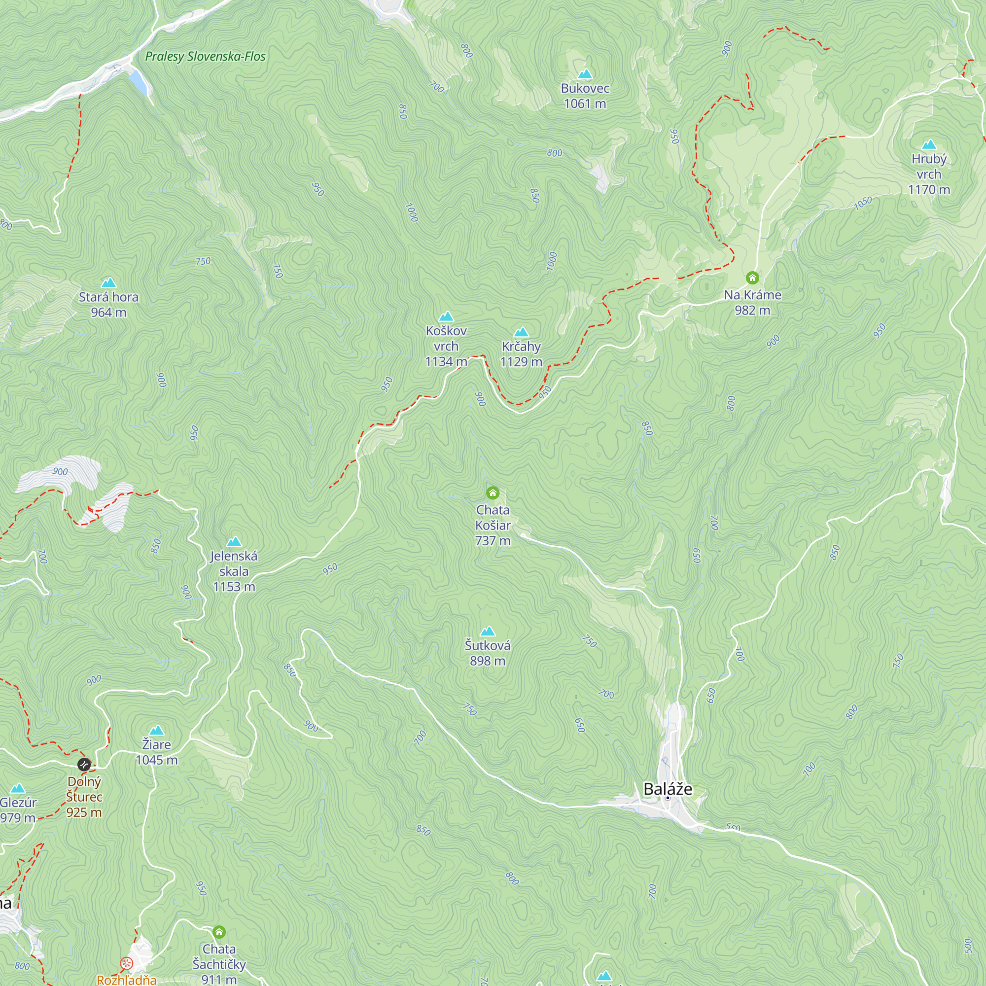 Chata Košiar map