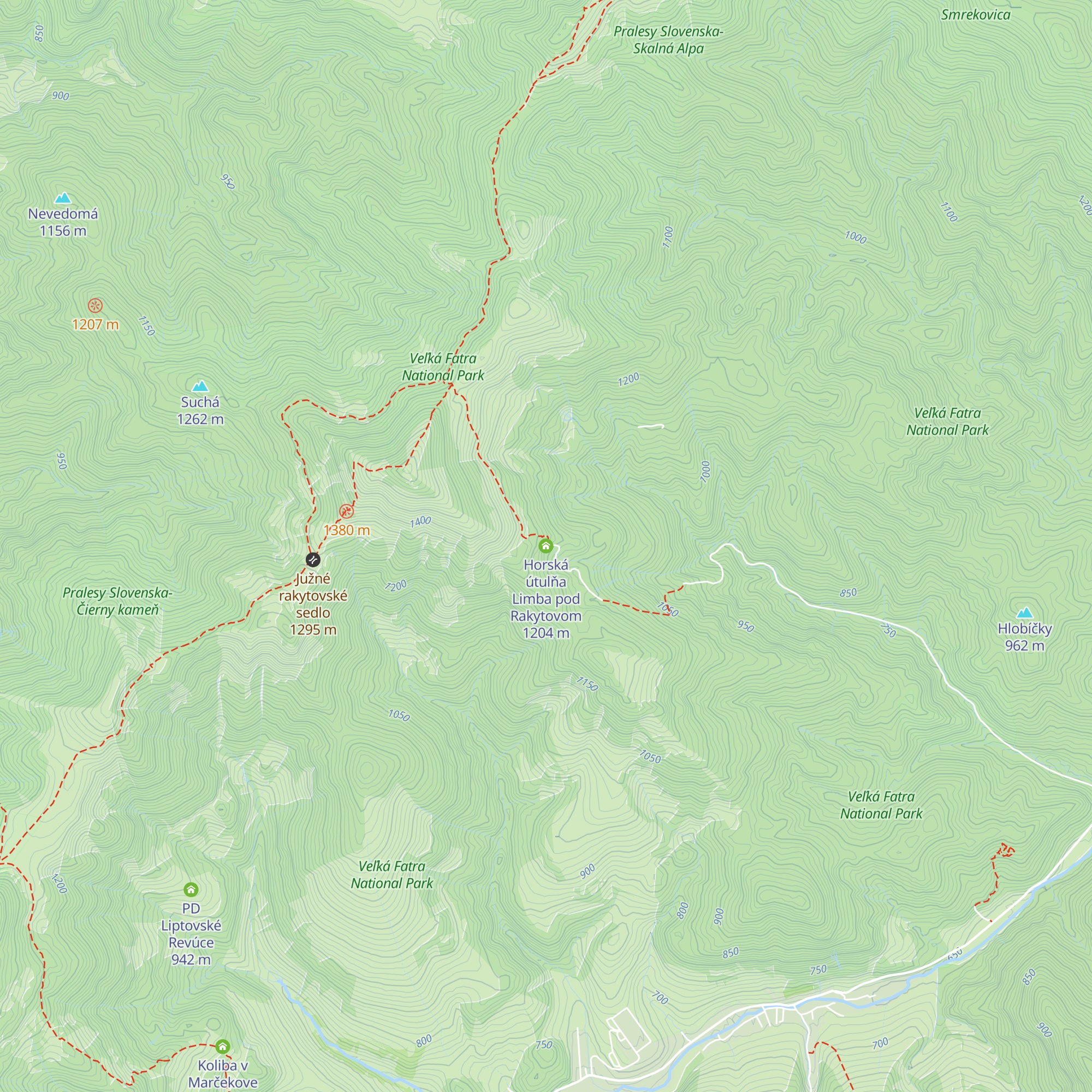 Horská útulňa Limba pod Rakytovom map