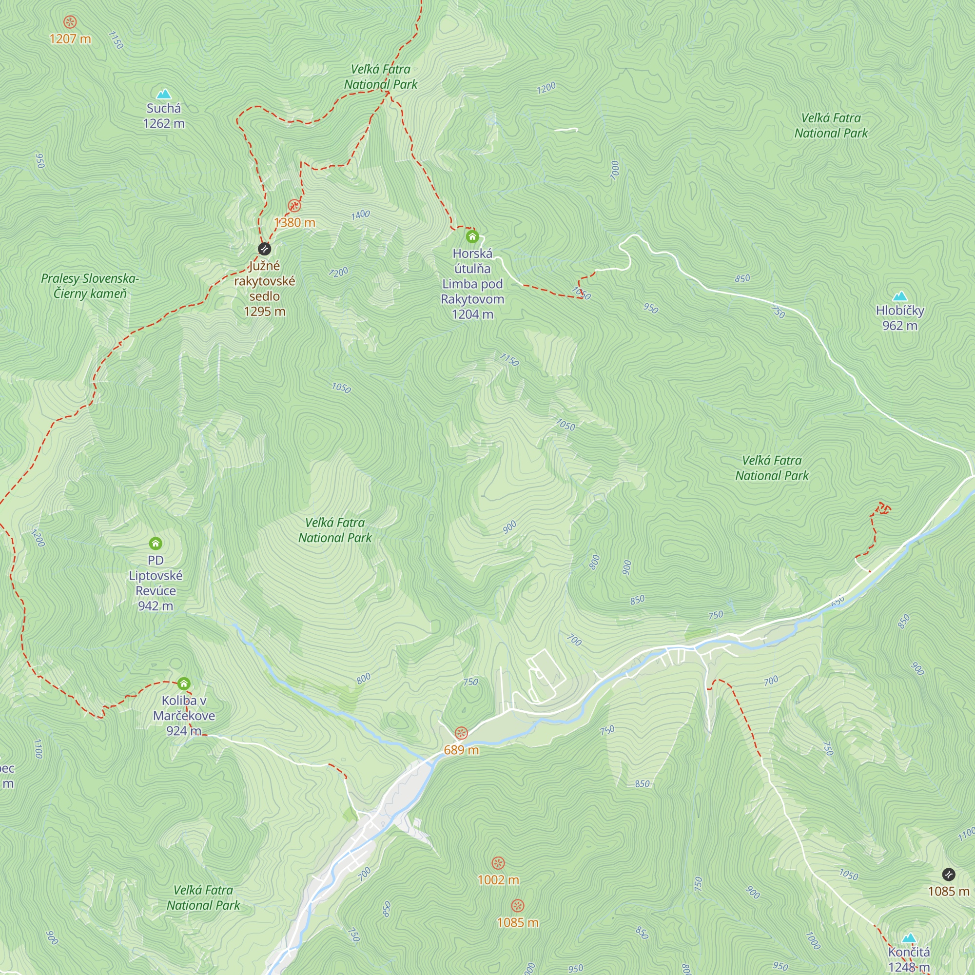 Koliba v Rakytovskej map