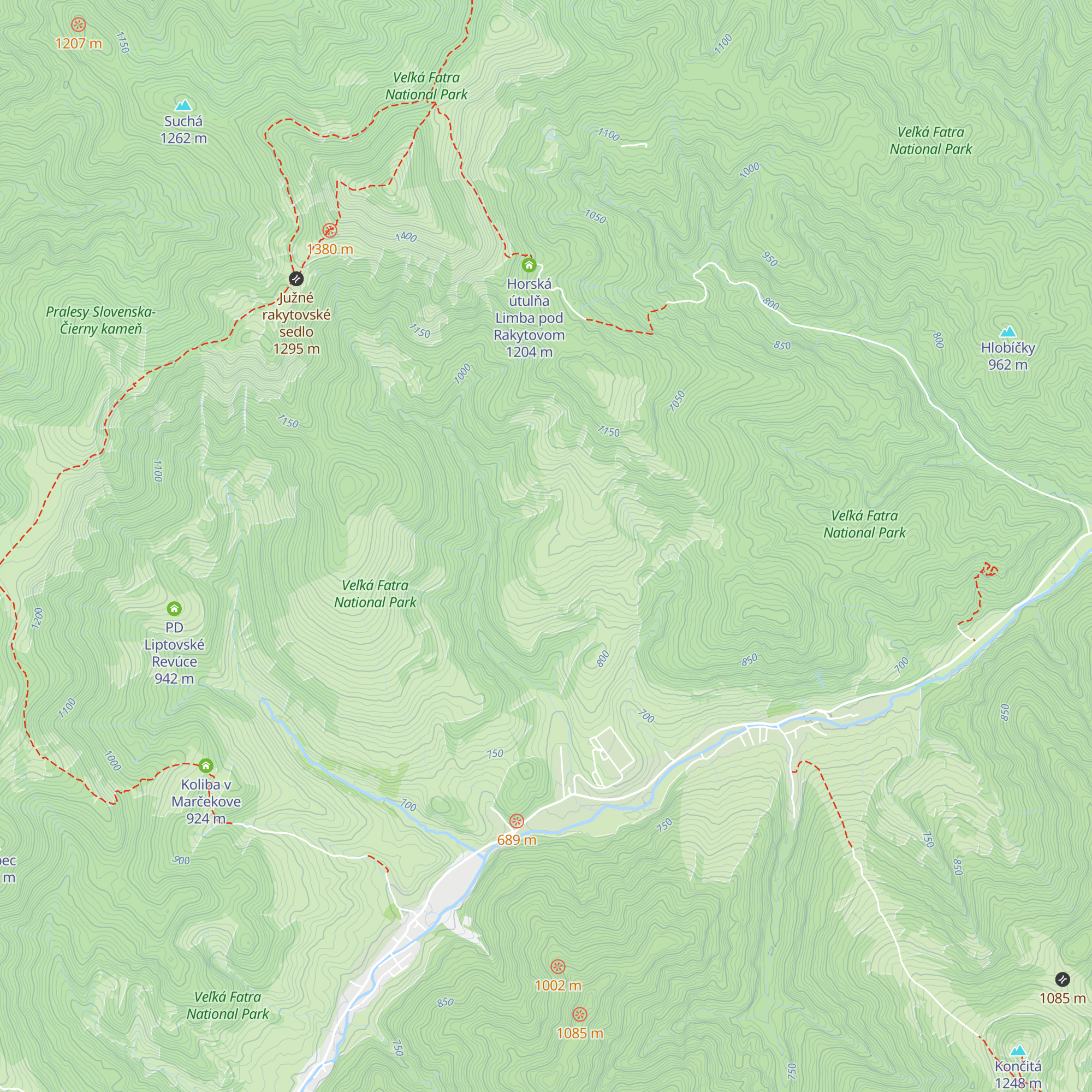 Koliba v Rakytovskej map