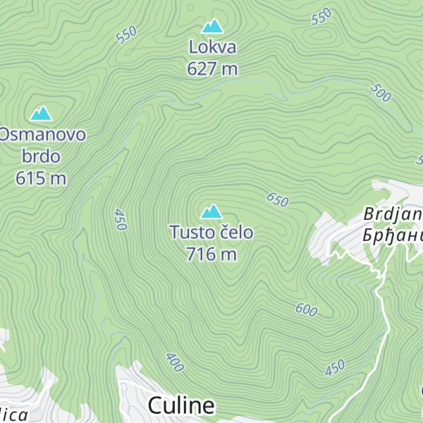 Map of Tusto čelo