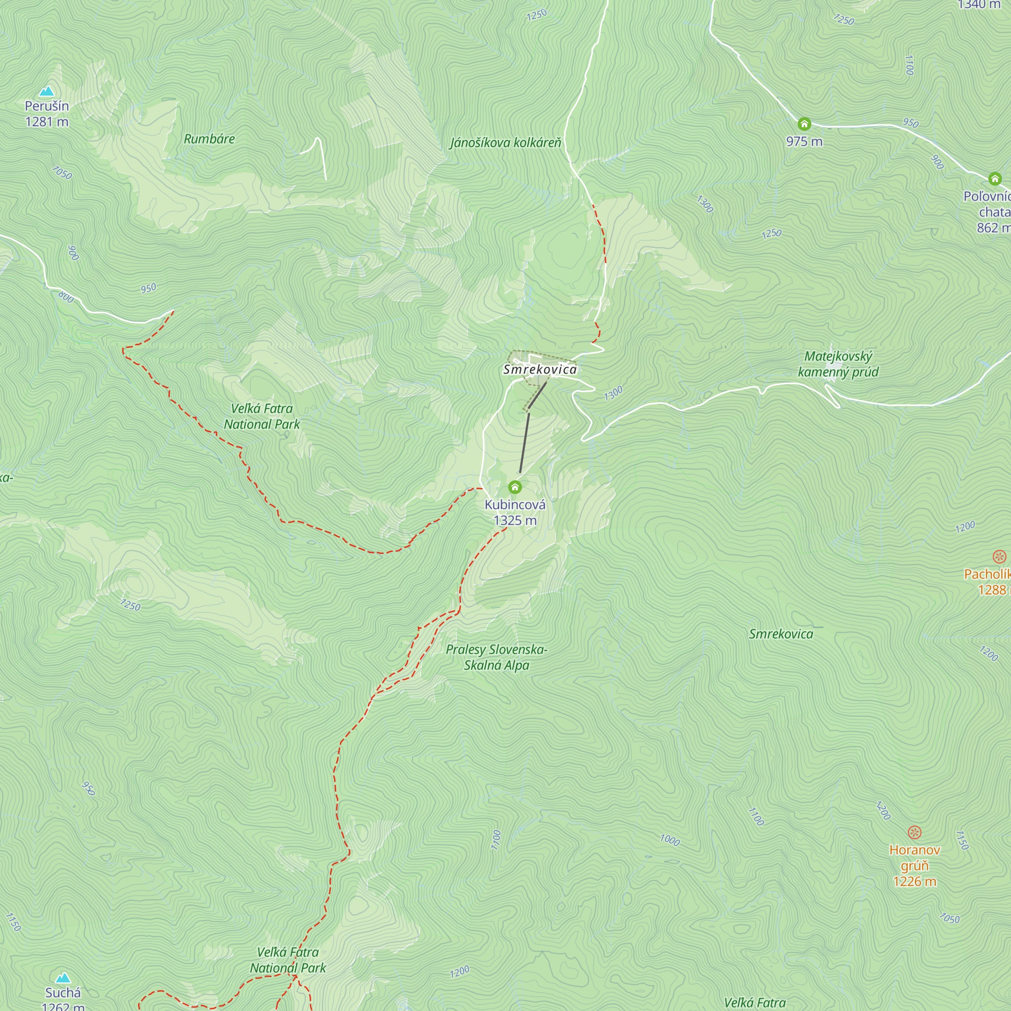 Horská chata Smrekovica map