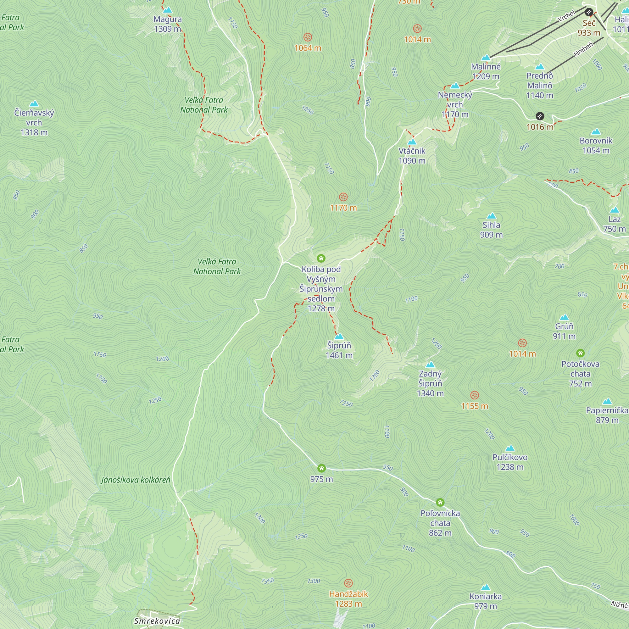 Pod Šiprúňom map