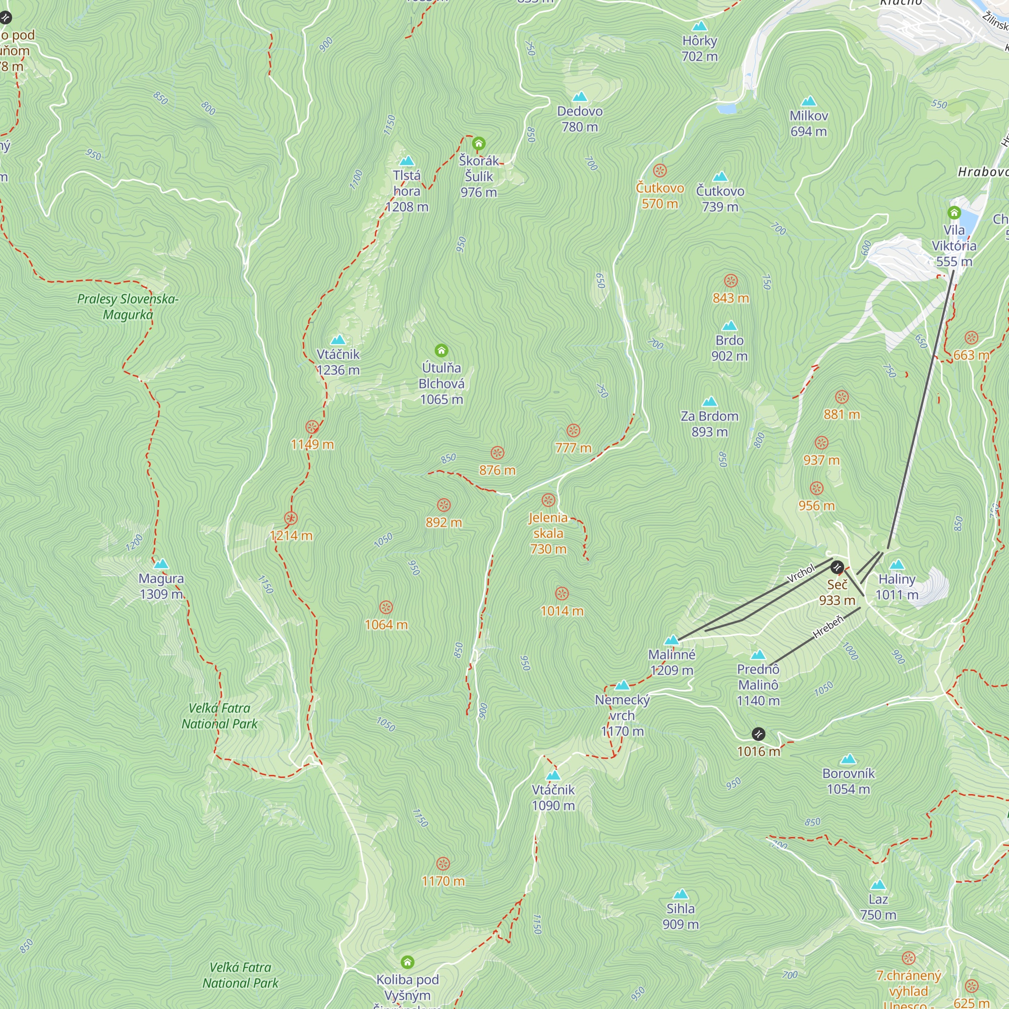 Chata pod Kozím map