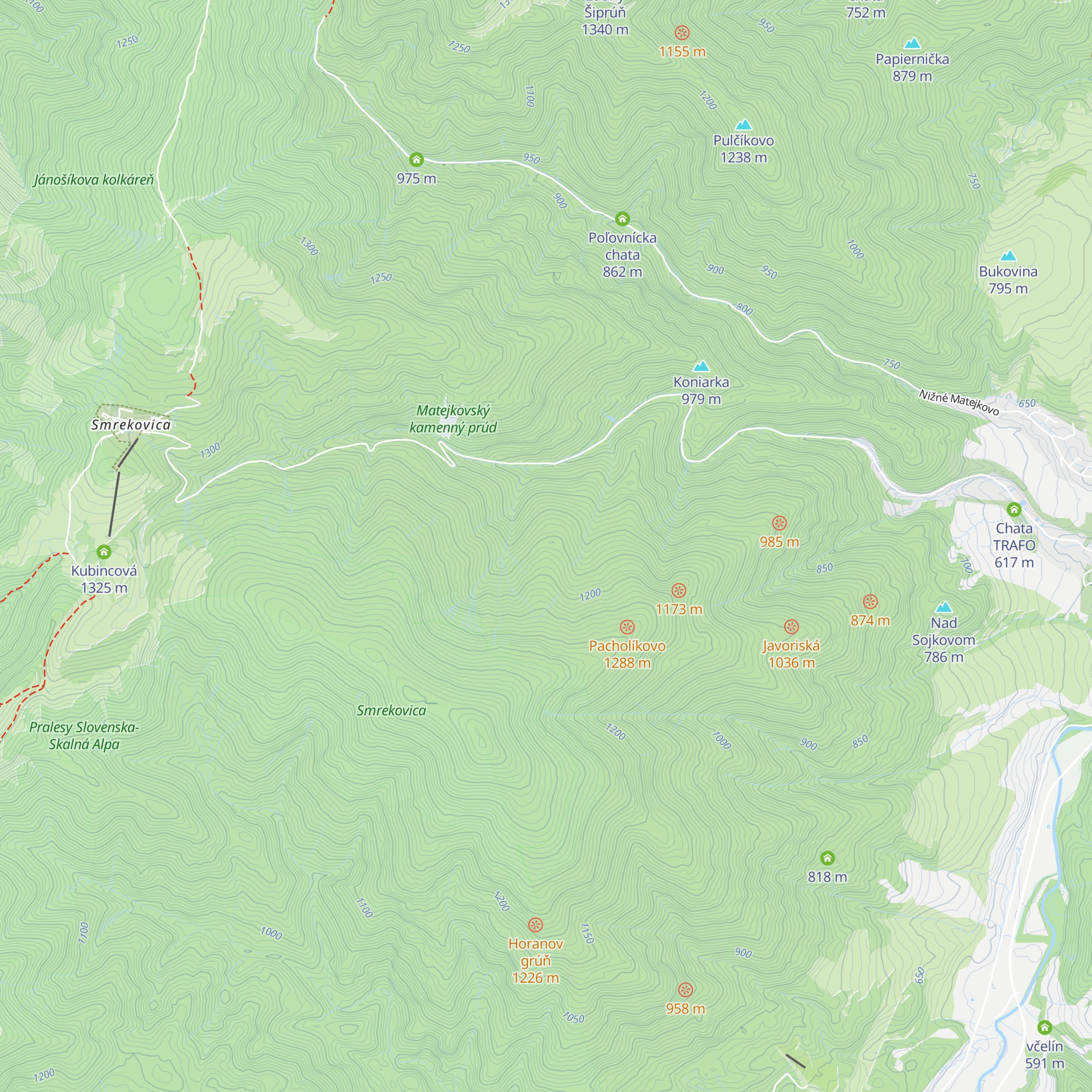 Bunka v Prostrednom grúni map