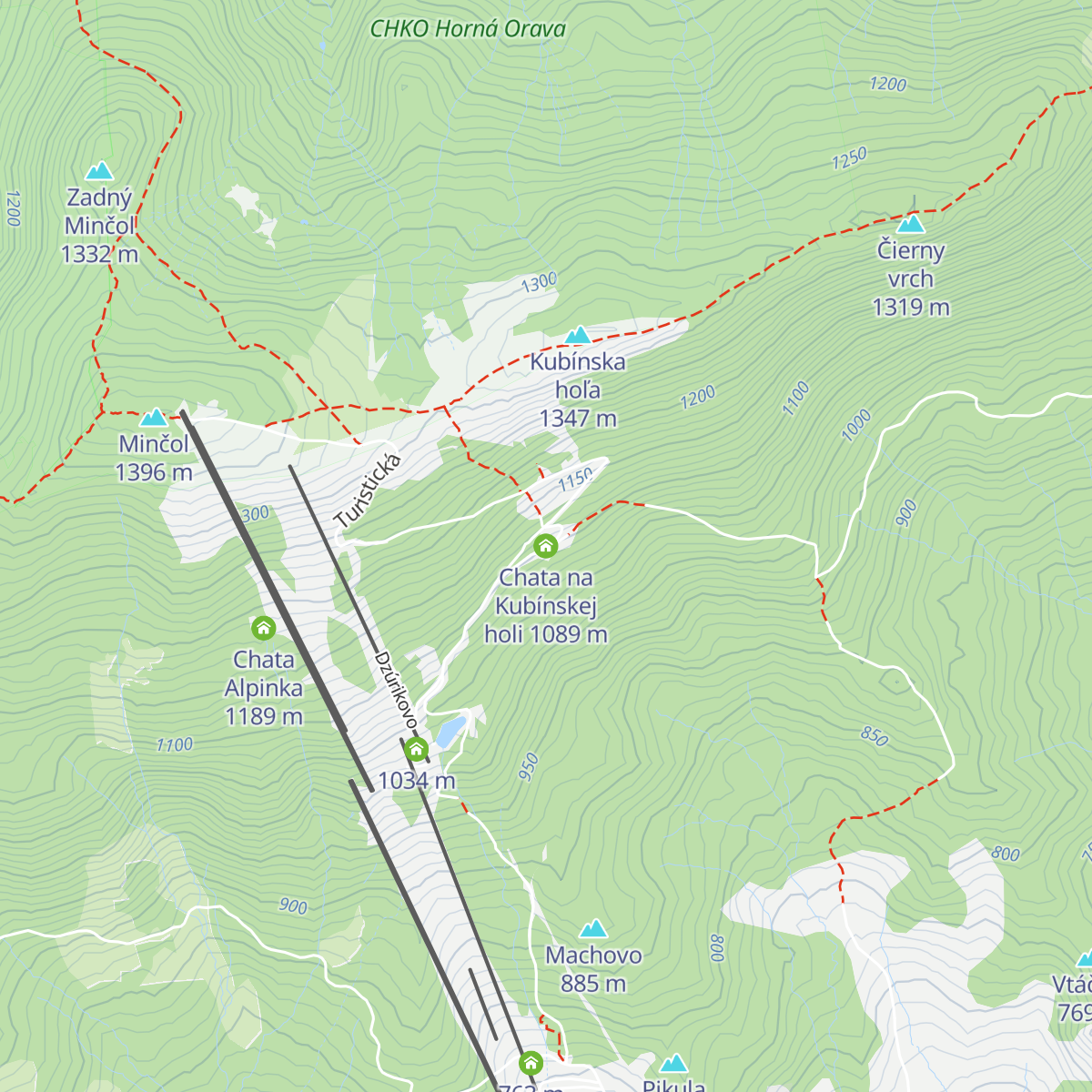 Chata na Kubínskej holi map