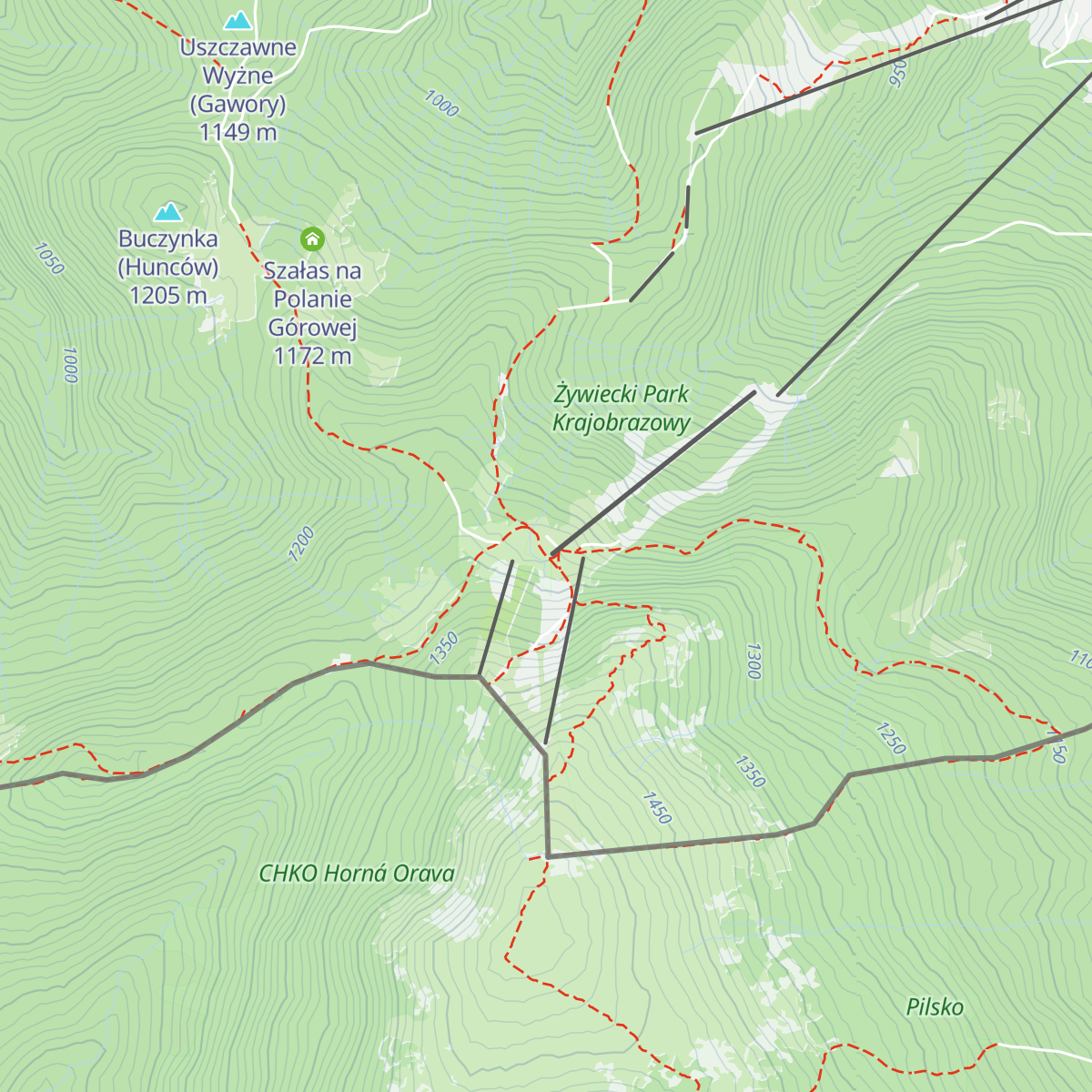 Schronisko na Hali Miziowej map