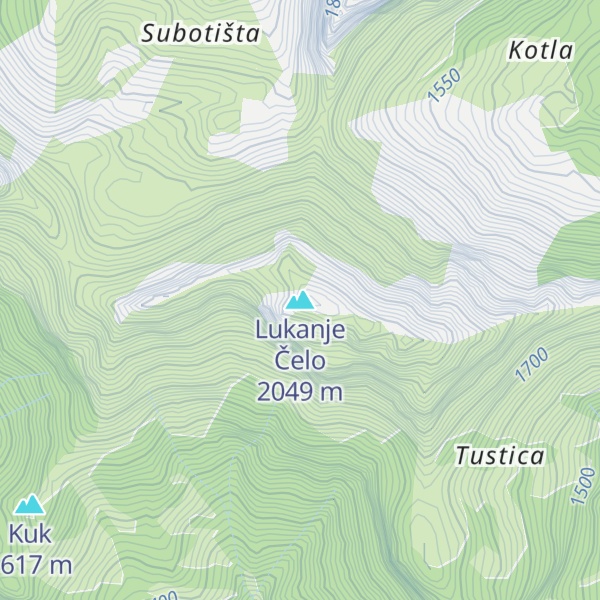 Map of Lukanje Čelo