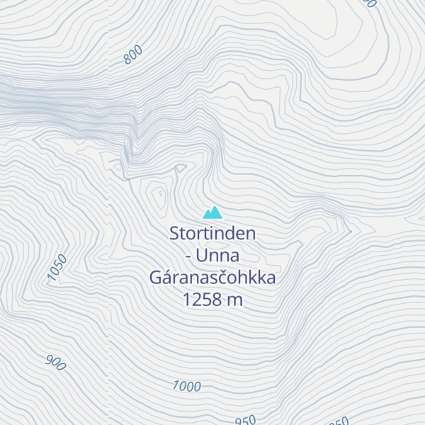 Map of Stortinden - Unna Gáranasčohkka