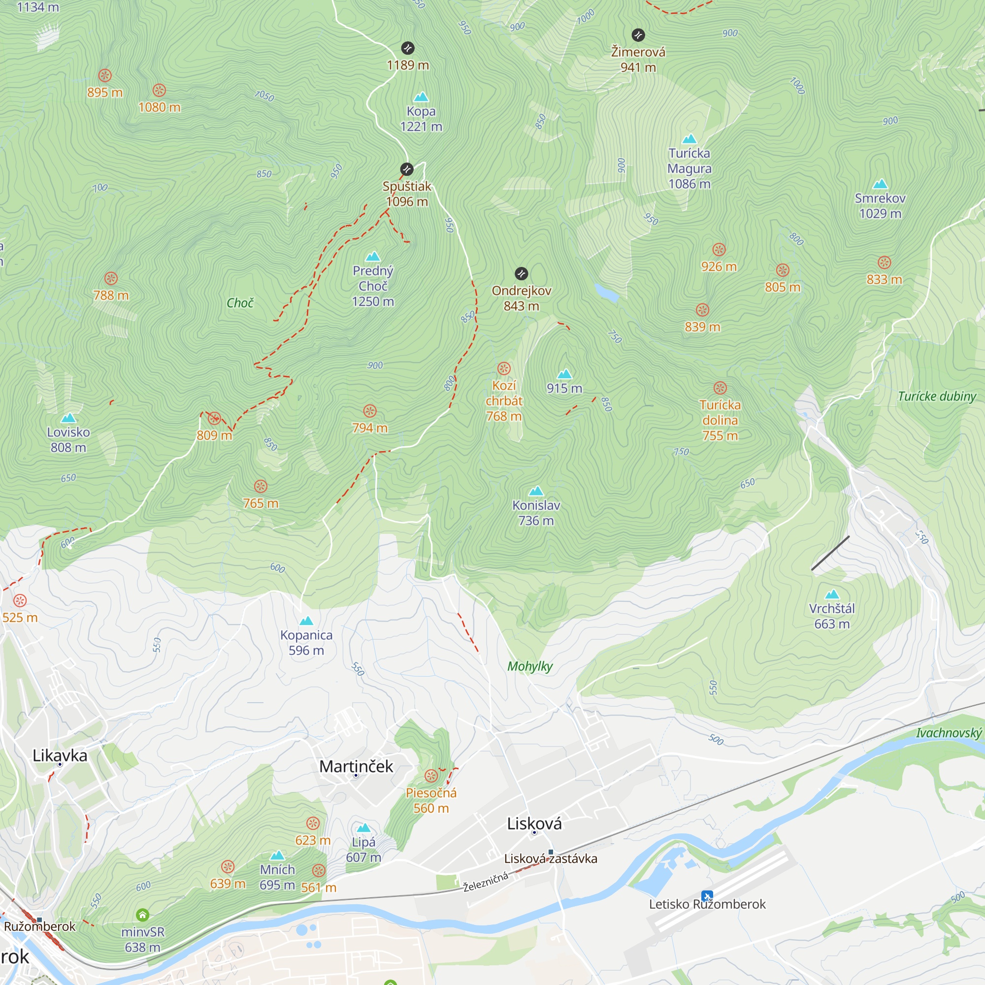 Urbár Lisková - protipožiarne náradie map