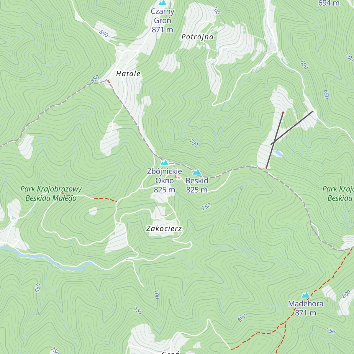 Chatka pod Potrójną map