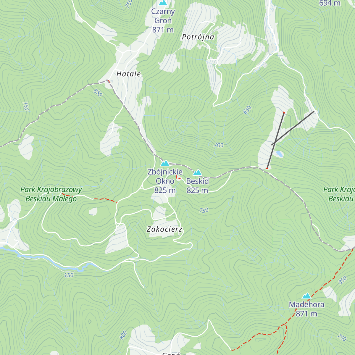 Chatka pod Potrójną map