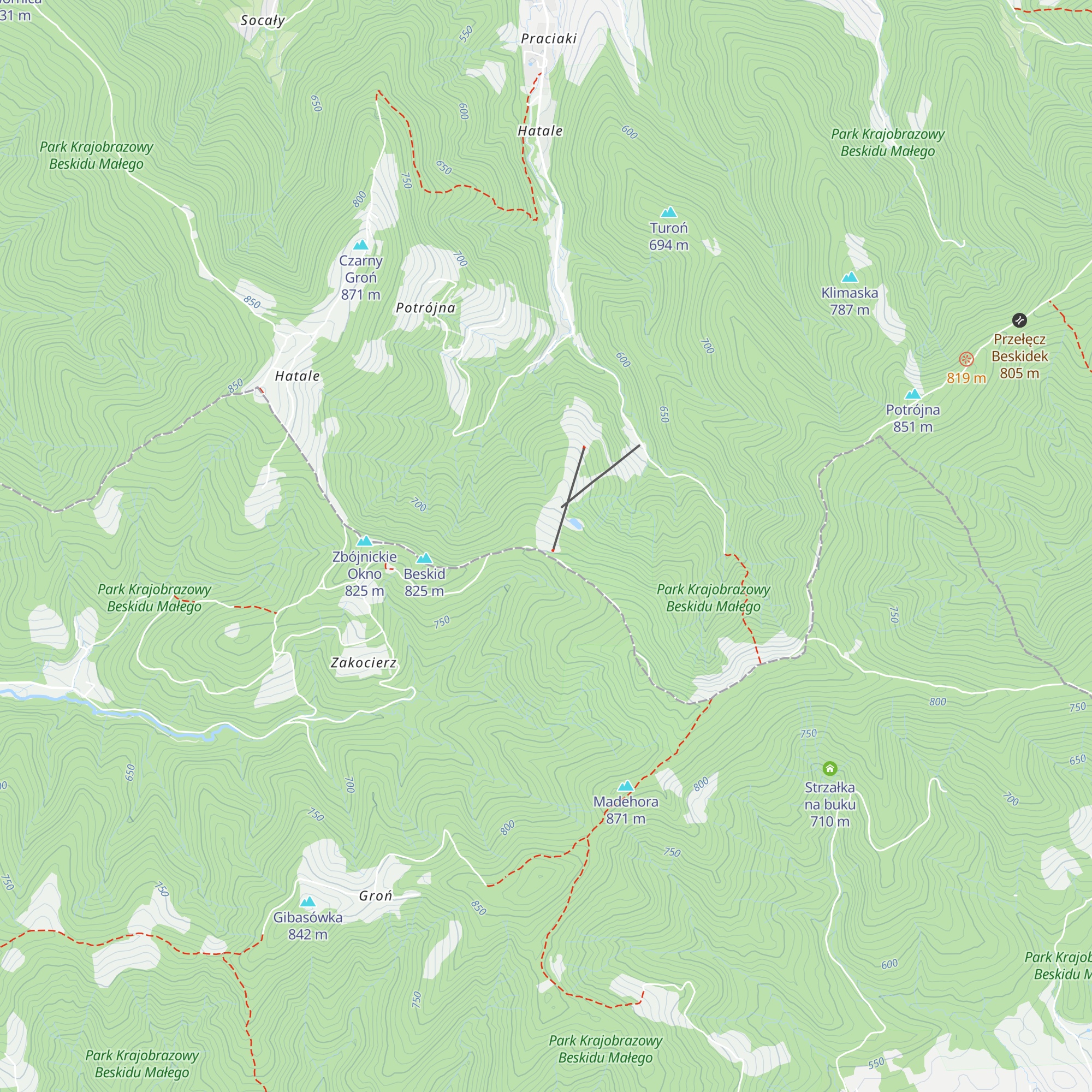 Chatka pod Łamaną Skałą map