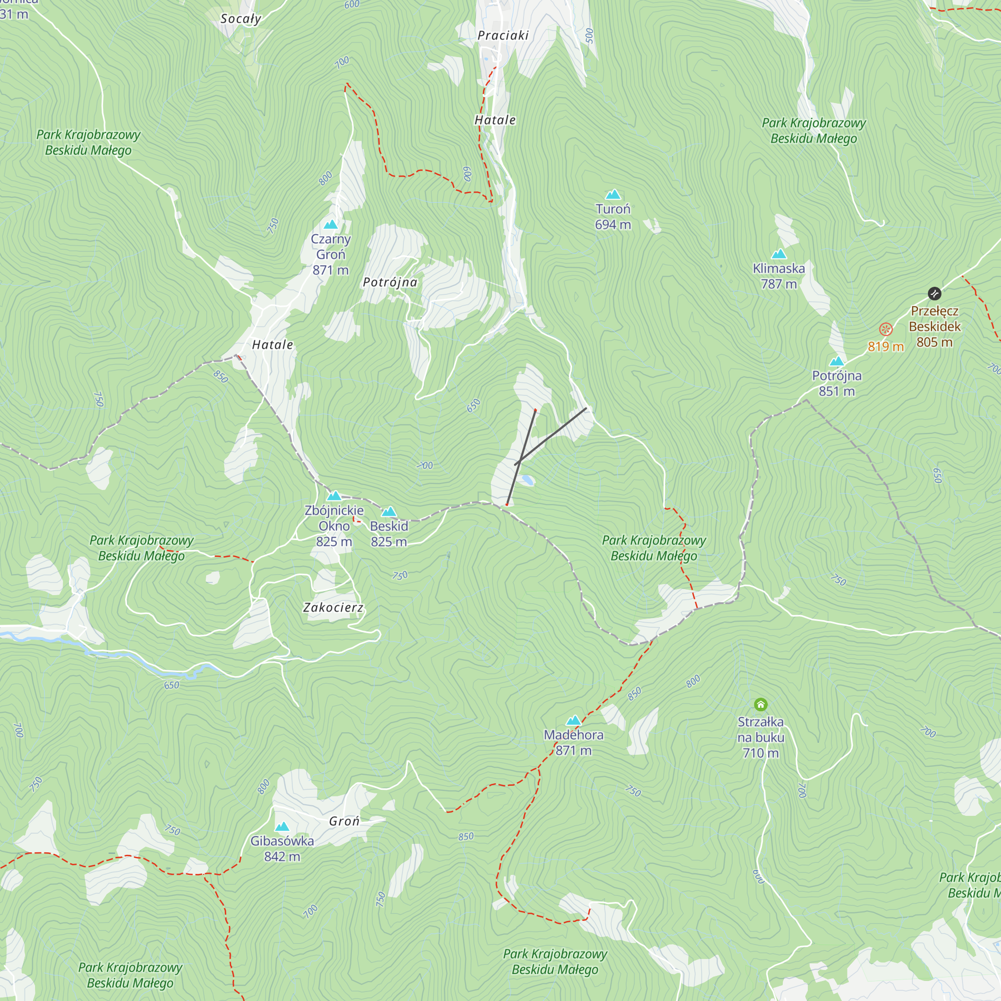 Chatka pod Łamaną Skałą map