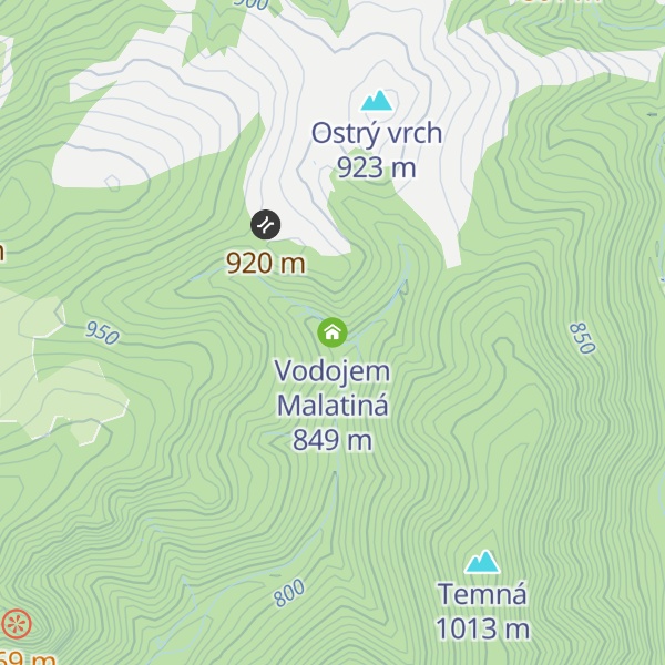 Map of Vodojem Malatiná