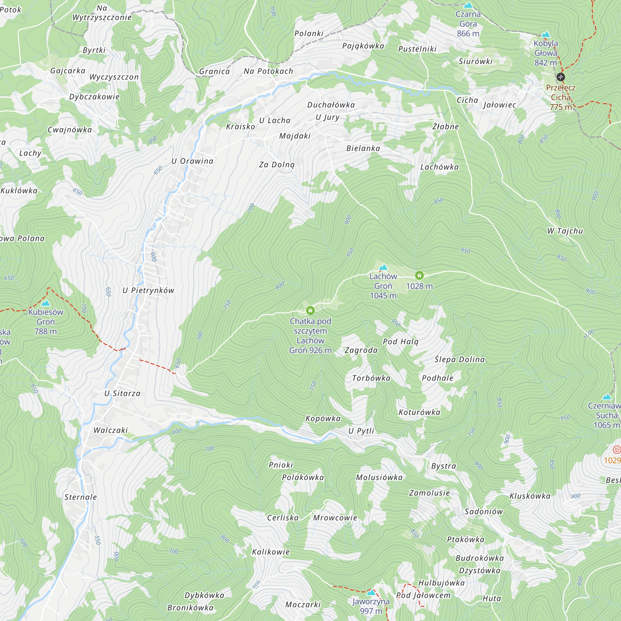 Chatka pod szczytem Lachów Groń map