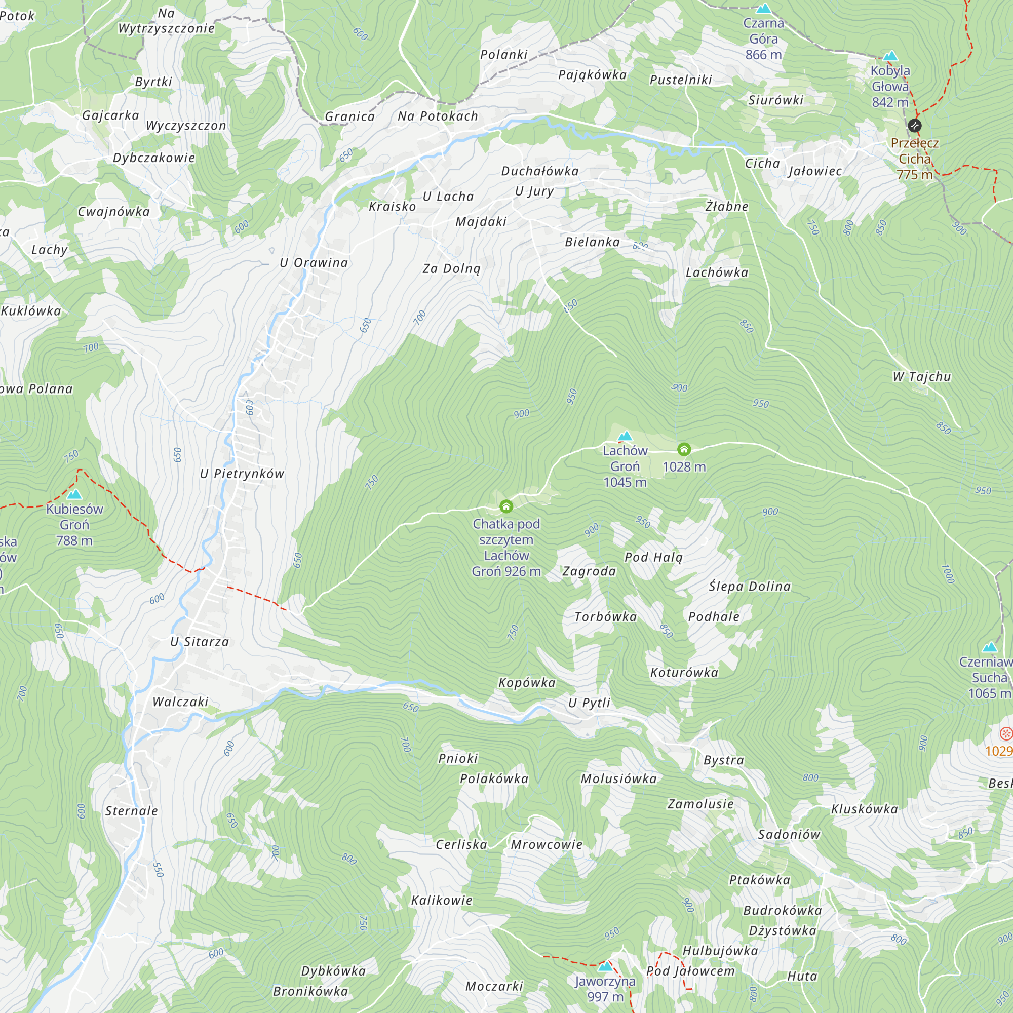 Chatka pod szczytem Lachów Groń map