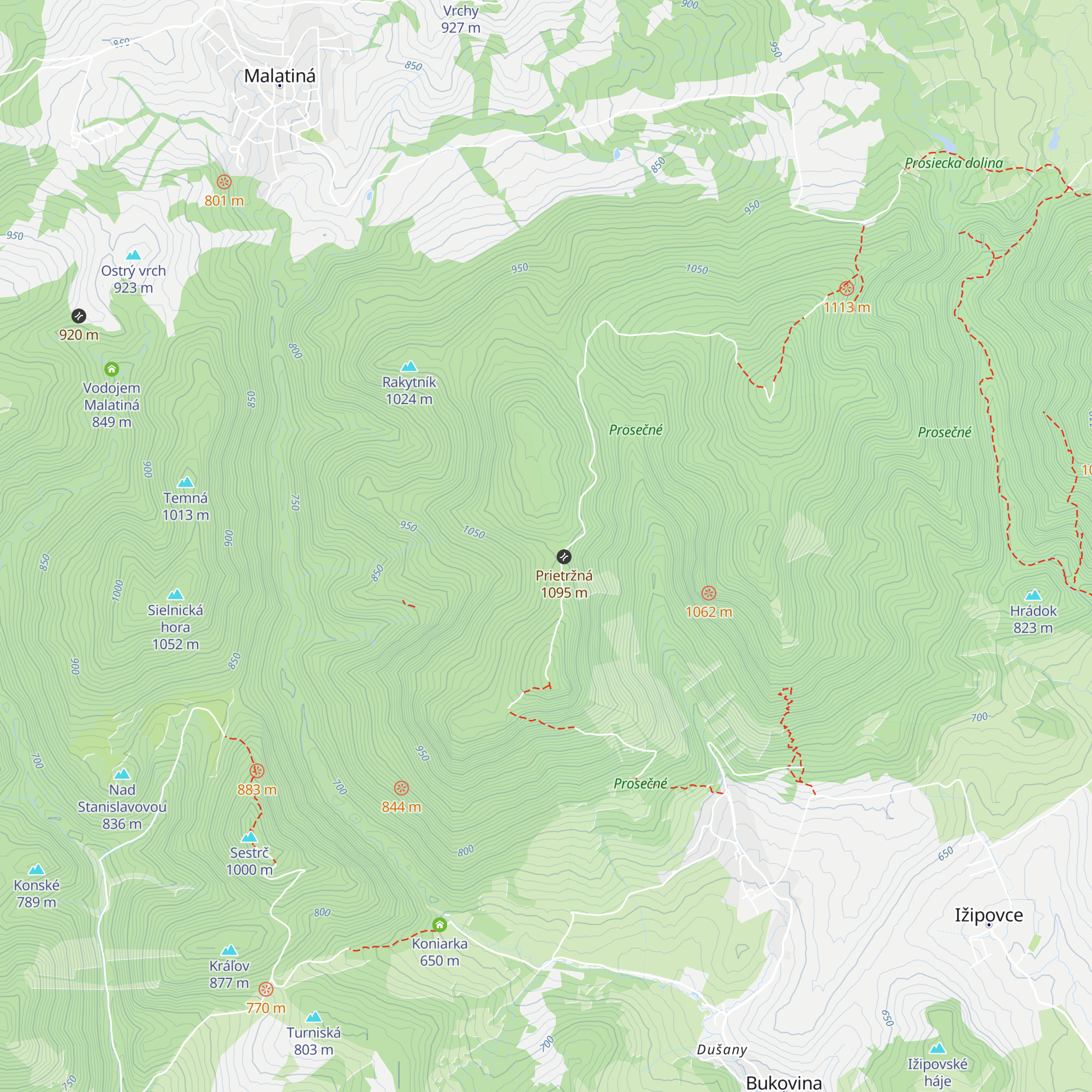 zrub PZ Prosecné map