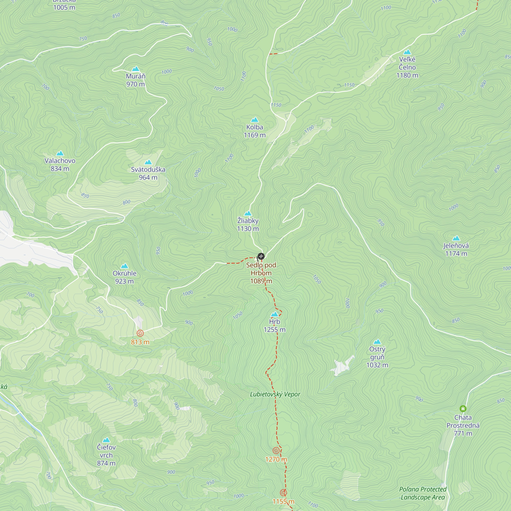 Chata pod Hrbom map