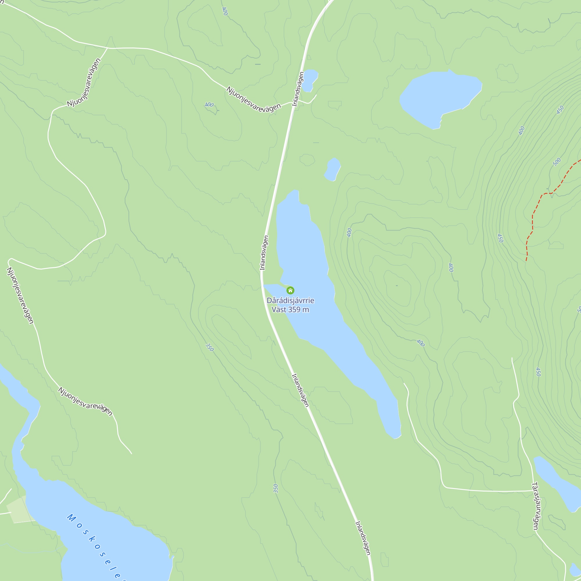 Dårádisjávrrie Väst map