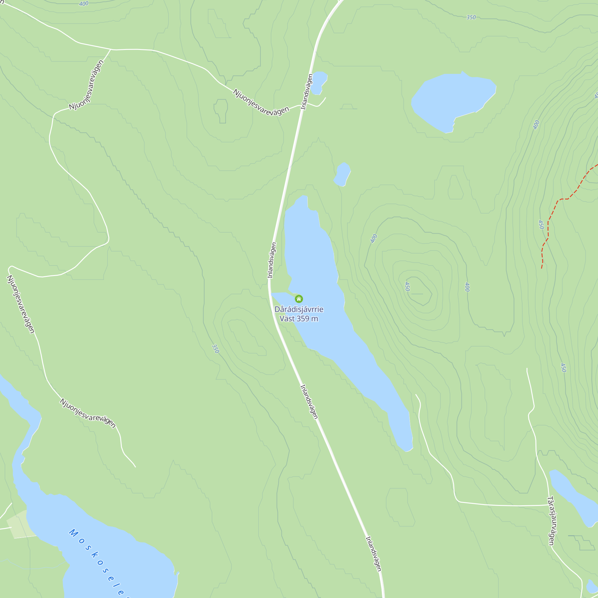 Dårádisjávrrie Väst map