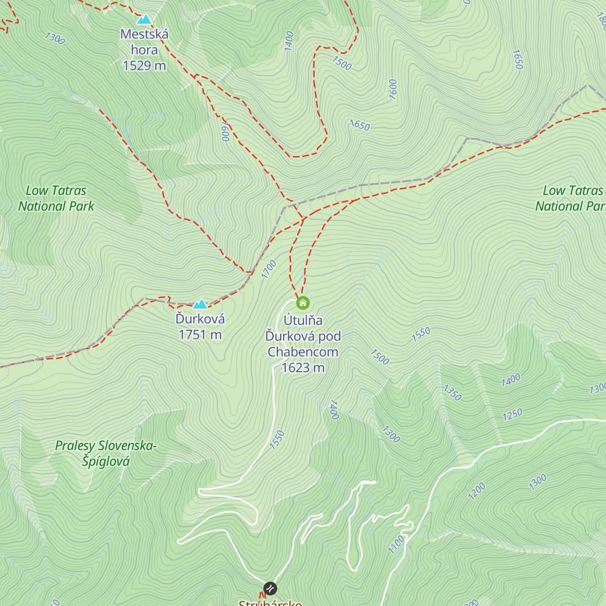 Útulňa Ďurková pod Chabencom map