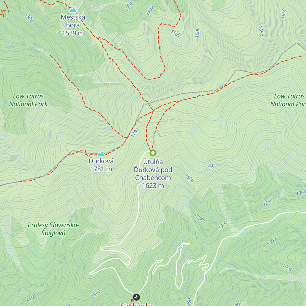 Útulňa Ďurková pod Chabencom map