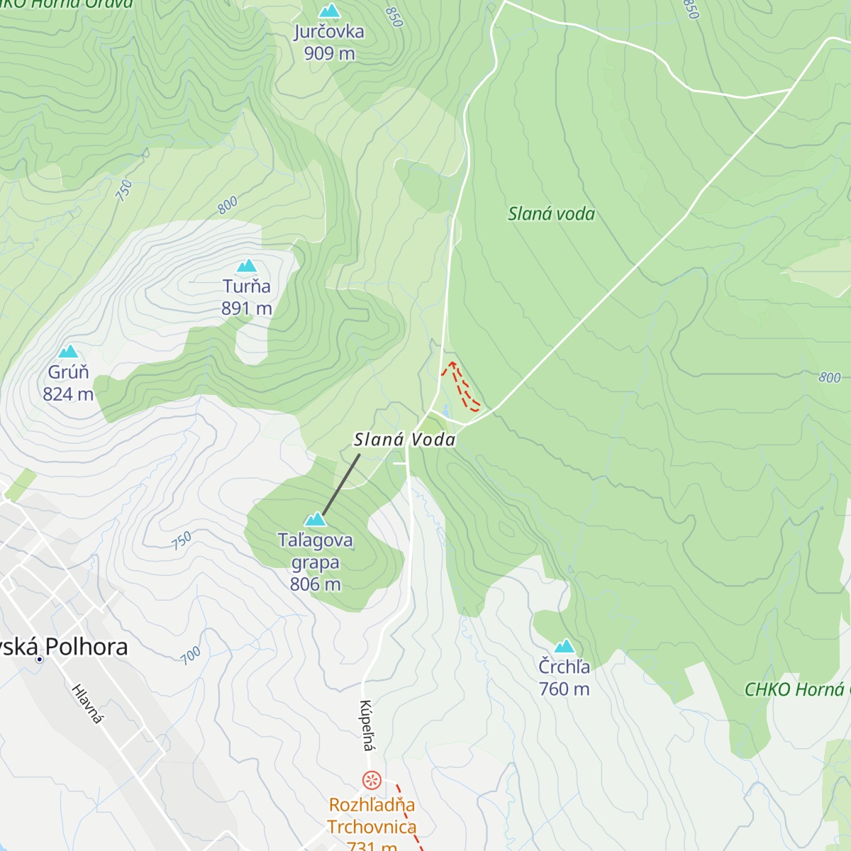 Chata Slaná voda map