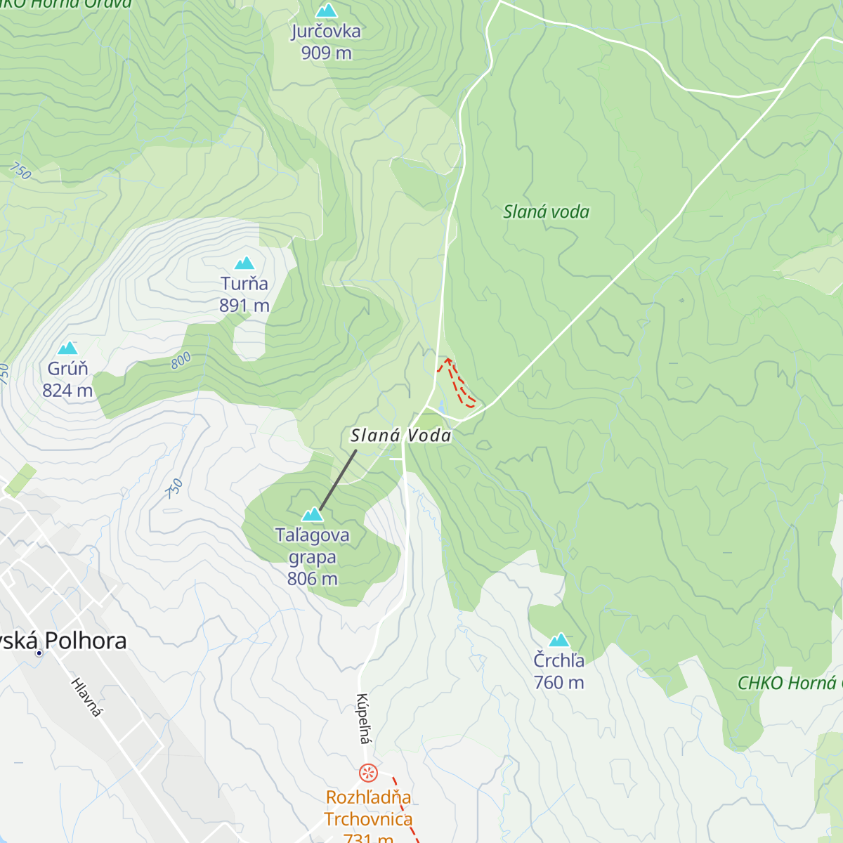 Chata Slaná voda map