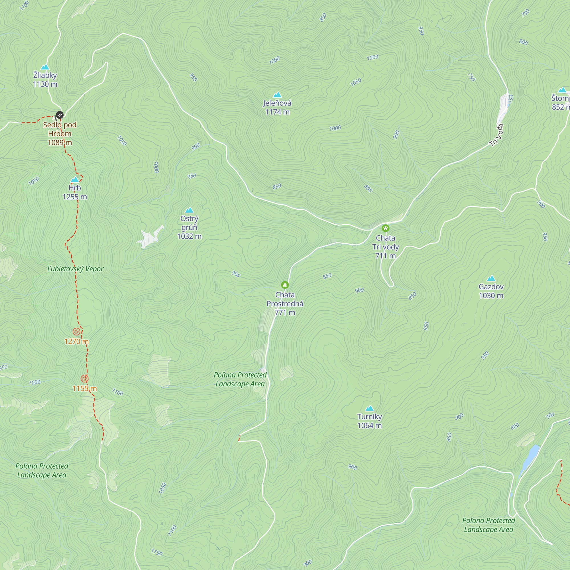 Chata Prostredná map