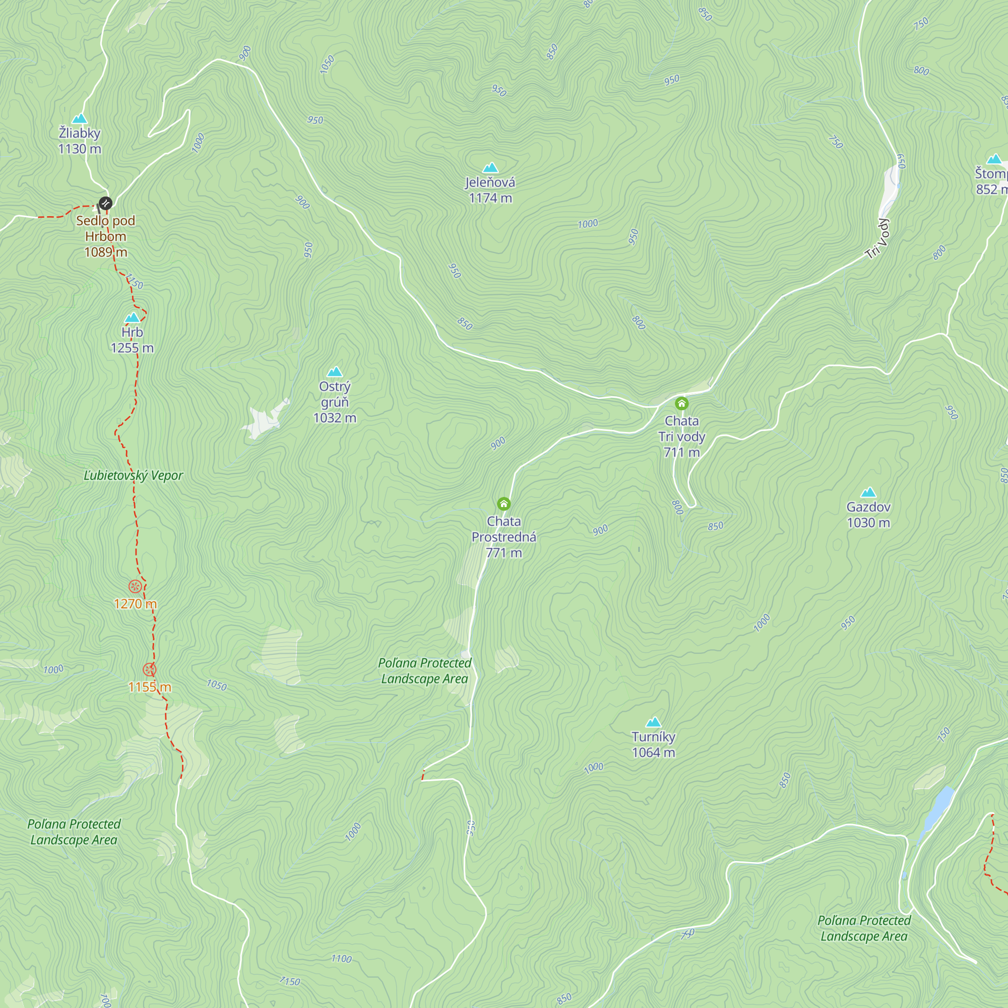 Chata Prostredná map