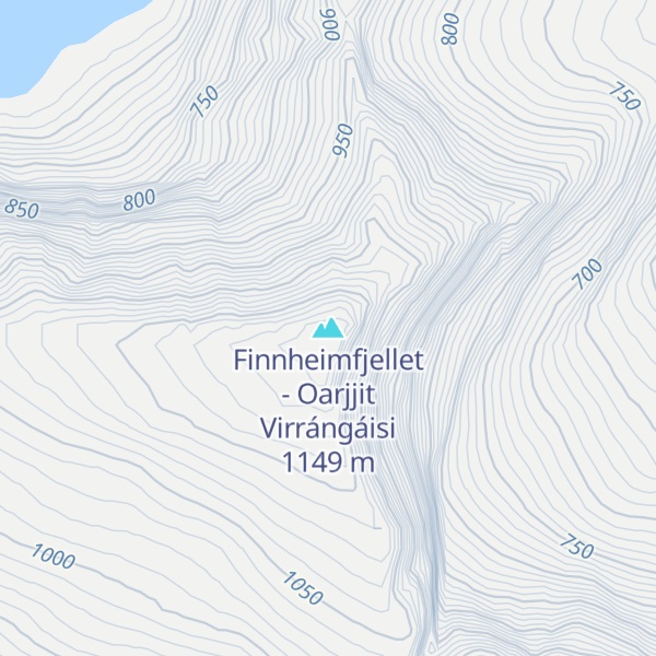 Map of Finnheimfjellet - Oarjjit Virrángáisi