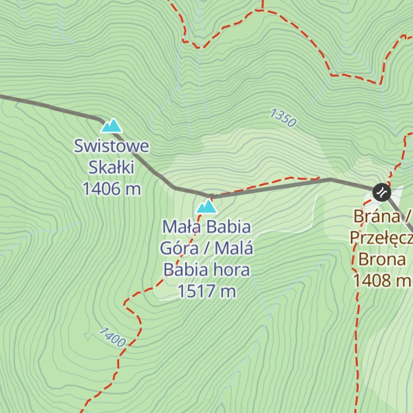 Map of Mała Babia Góra / Malá Babia hora