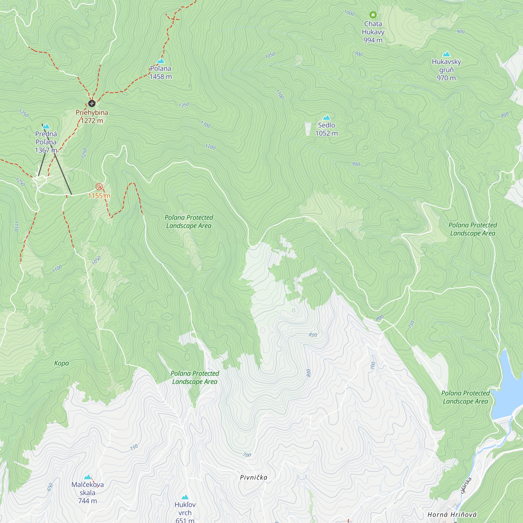 Útulňa Javorinka map
