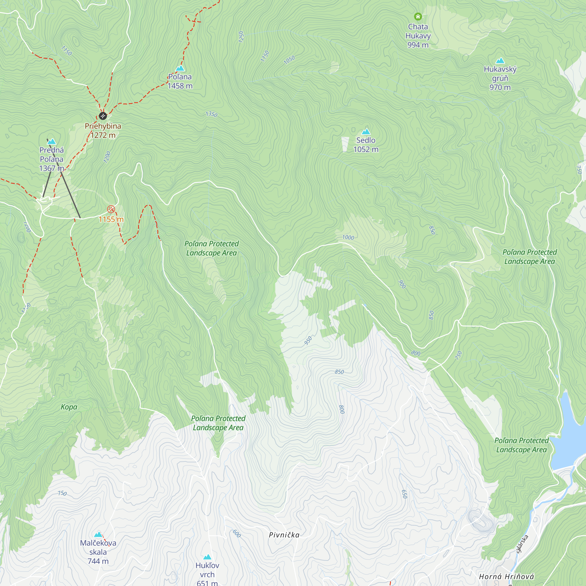 Útulňa Javorinka map
