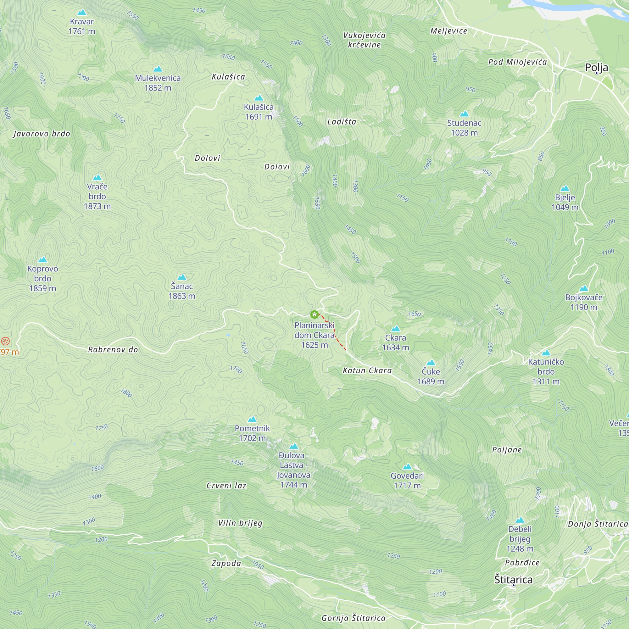 Planinarski dom Ckara map