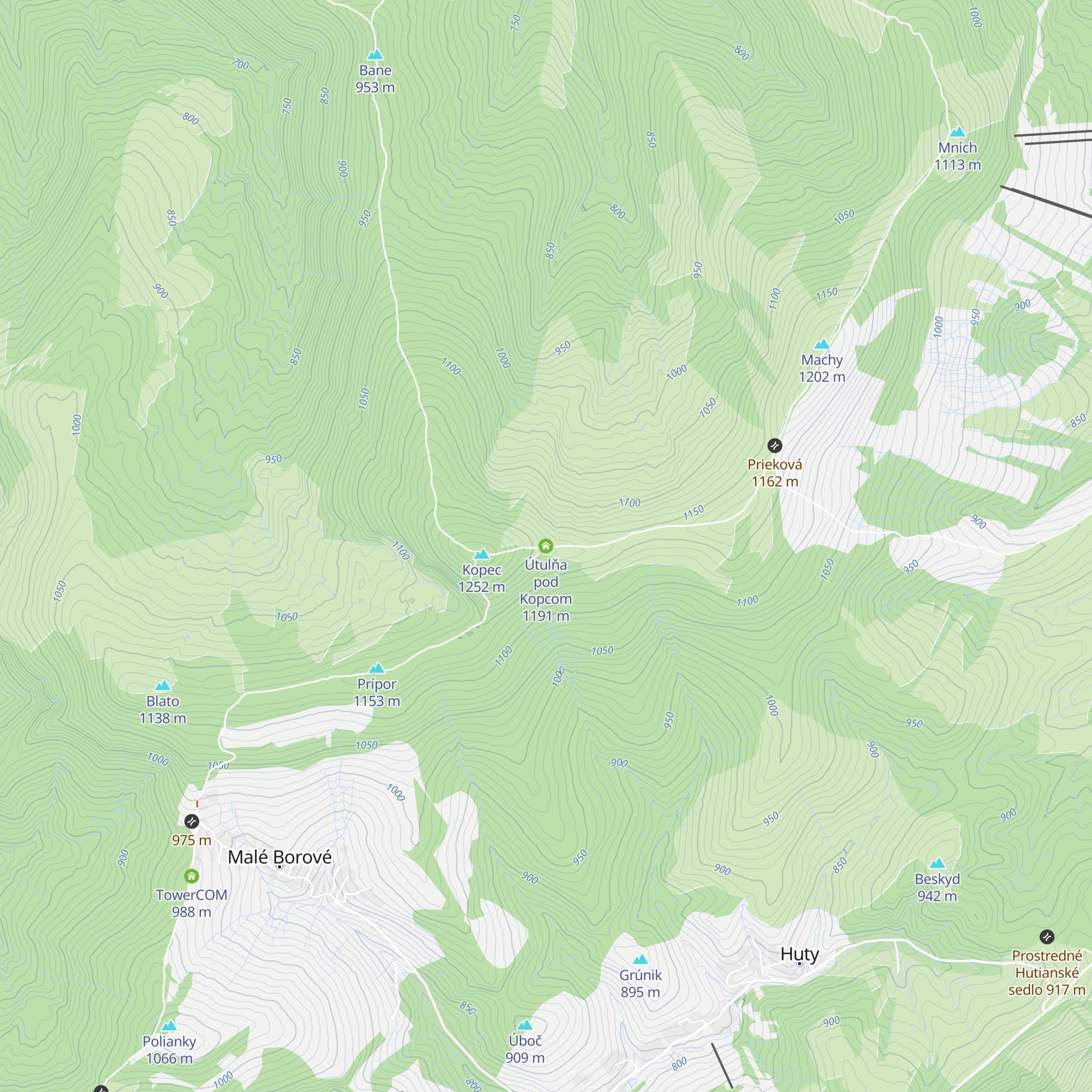 Útulňa pod Kopcom map