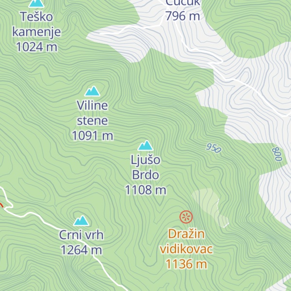 Map of Ljušo Brdo