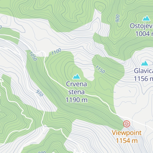 Map of Crvena stena